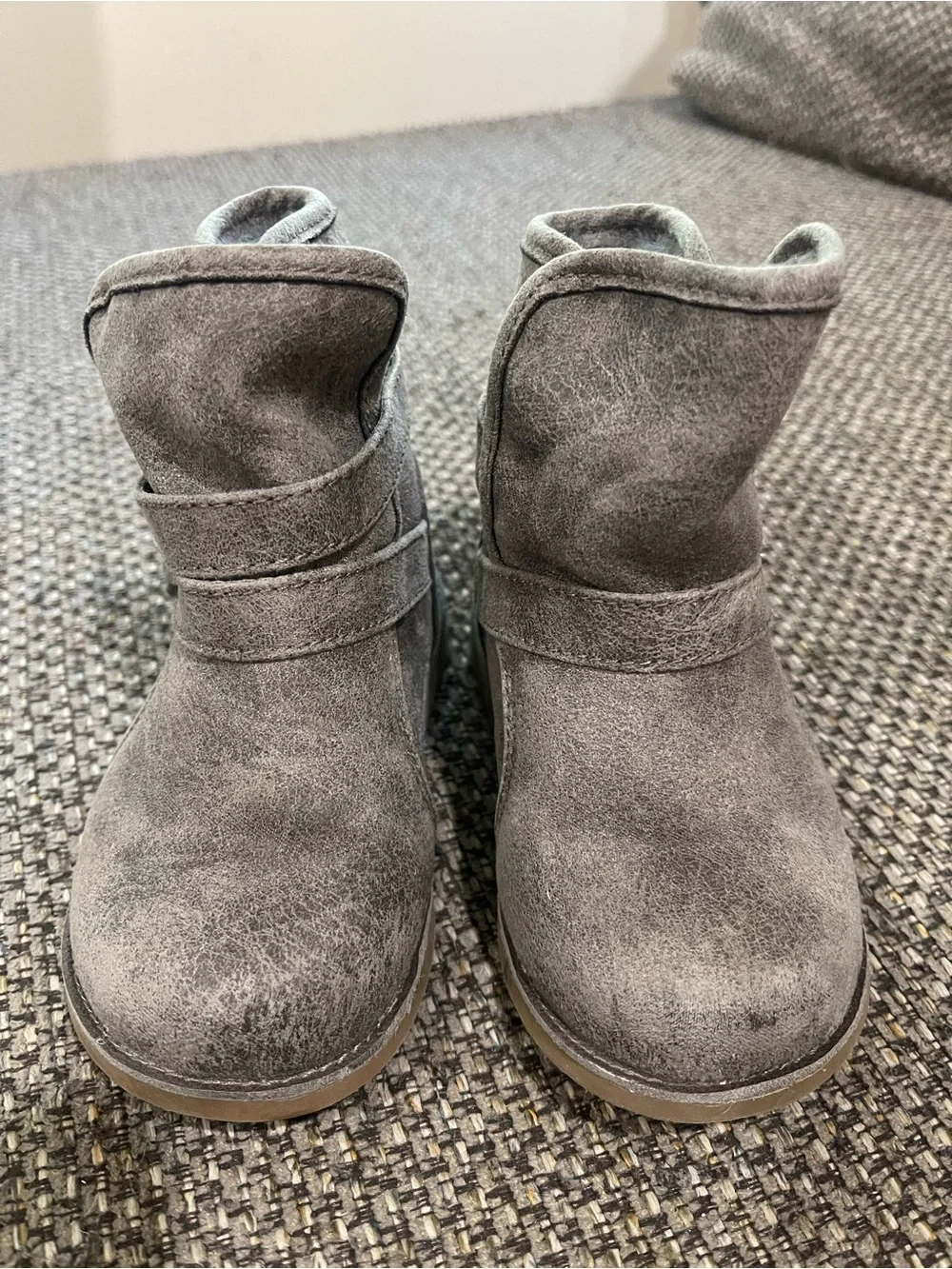 Girls Gray Children’s Place Suede Double-Buckle Ankle Boots